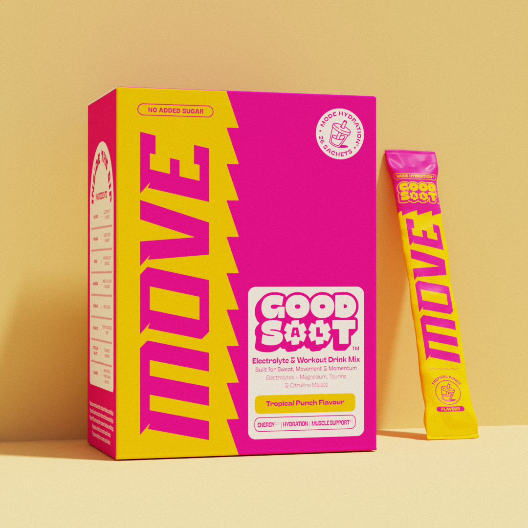 Good Salt Tropical Punch Move electrolyte and workout drink mix packaging 